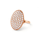 Oval lab grown diamond cluster engagement ring in yellow gold by Gemlux Jewels