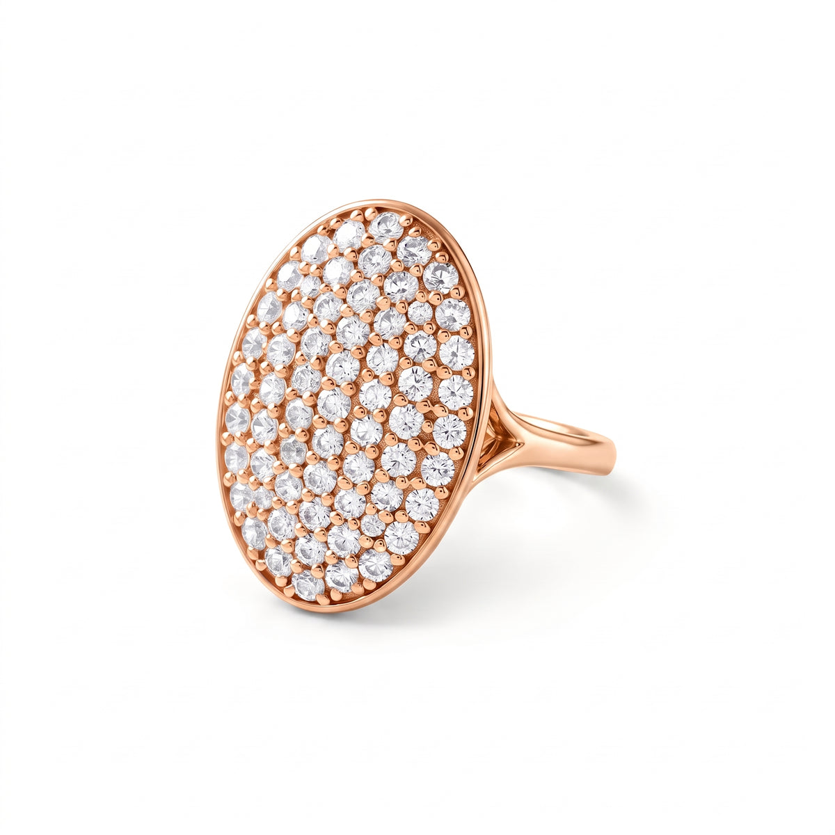 Oval lab grown diamond cluster engagement ring in yellow gold by Gemlux Jewels