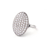 Oval lab grown diamond cluster engagement ring in yellow gold by Gemlux Jewels
