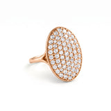 Oval lab grown diamond cluster engagement ring in yellow gold by Gemlux Jewels
