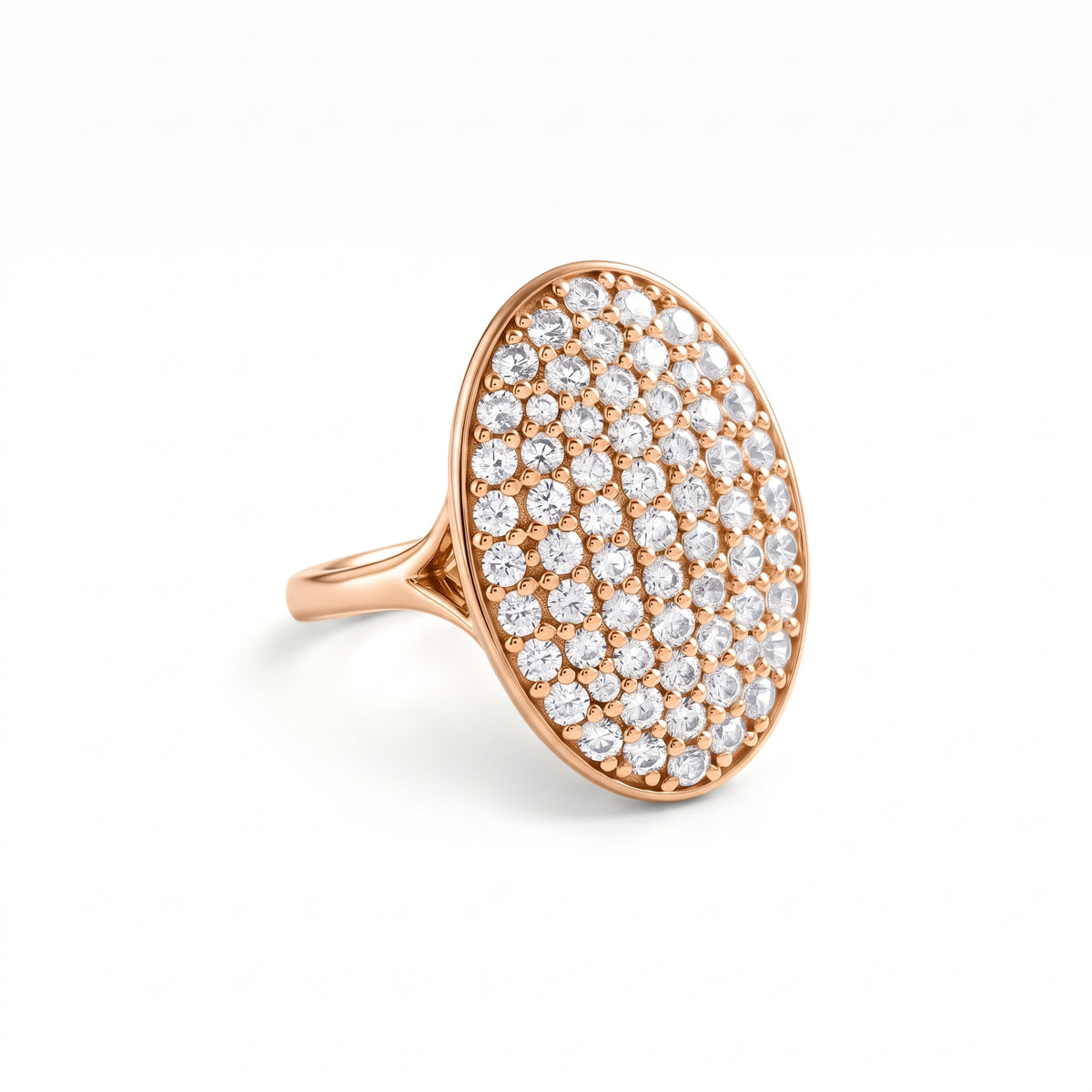 Oval lab grown diamond cluster engagement ring in yellow gold by Gemlux Jewels