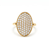 Oval lab grown diamond cluster engagement ring in yellow gold by Gemlux Jewels