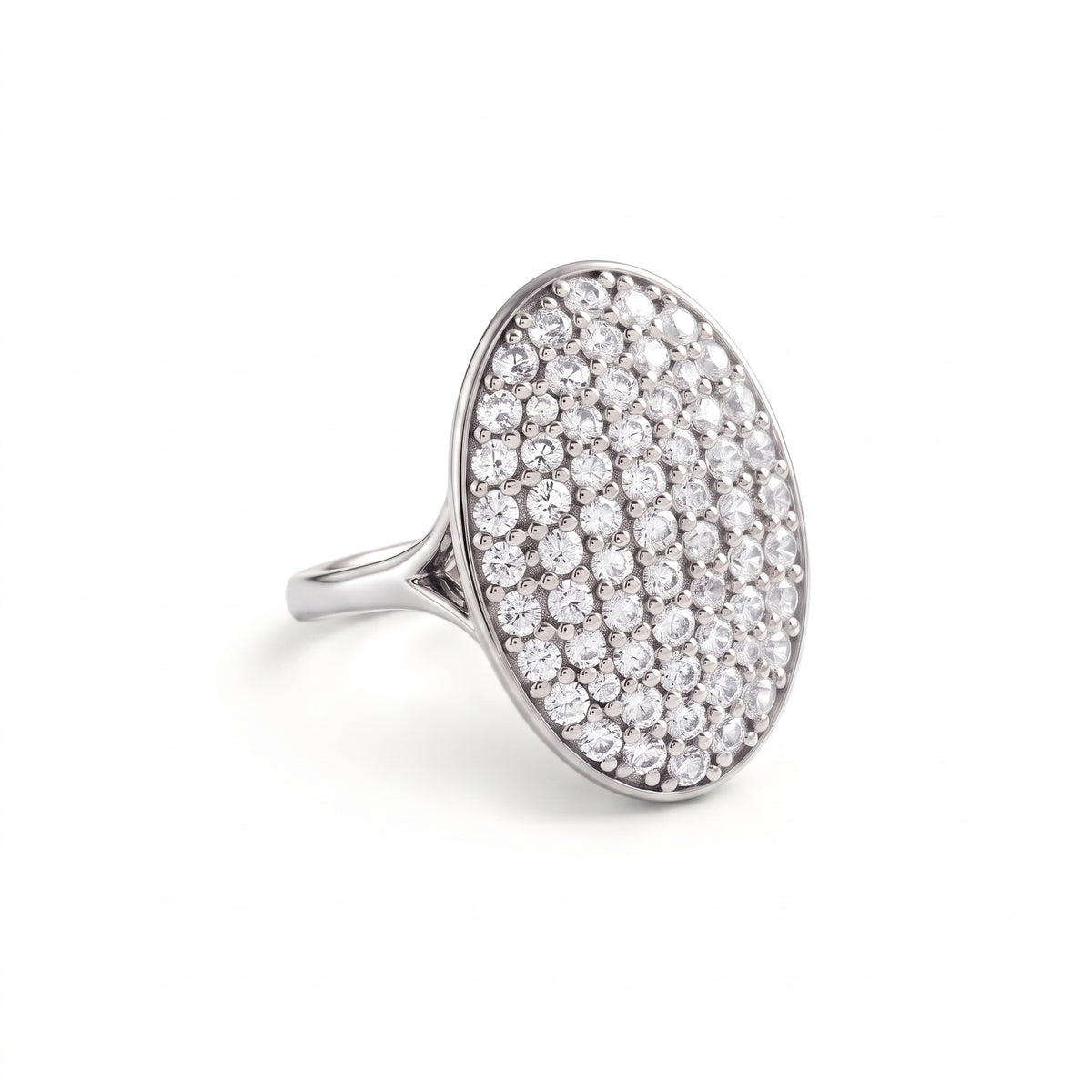 Oval lab grown diamond cluster engagement ring in yellow gold by Gemlux Jewels
