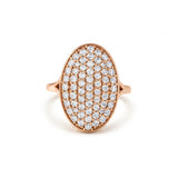 Oval lab grown diamond cluster engagement ring in yellow gold by Gemlux Jewels