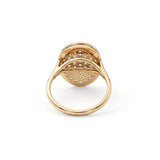 Oval lab grown diamond cluster engagement ring in yellow gold by Gemlux Jewels