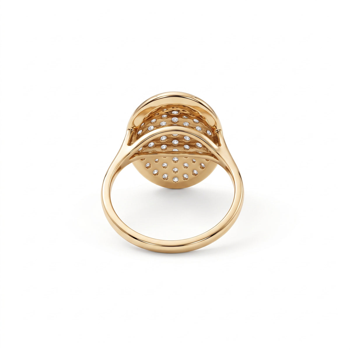 Oval lab grown diamond cluster engagement ring in yellow gold by Gemlux Jewels