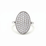 Oval lab grown diamond cluster engagement ring in yellow gold by Gemlux Jewels