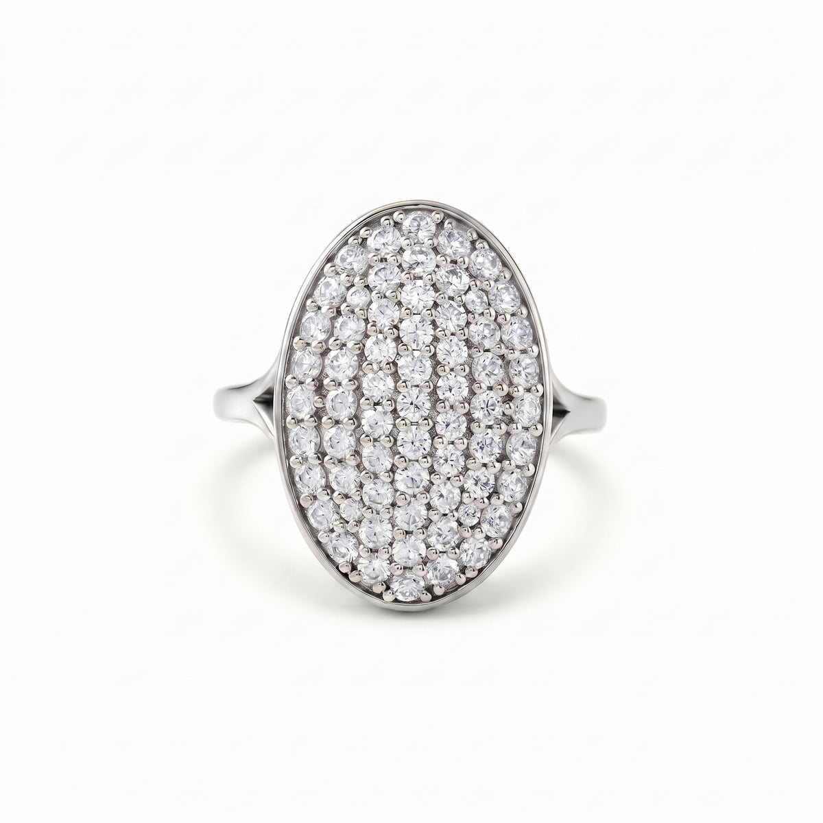Oval lab grown diamond cluster engagement ring in yellow gold by Gemlux Jewels