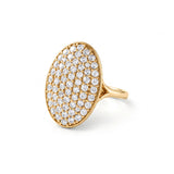 Oval lab grown diamond cluster engagement ring in yellow gold by Gemlux Jewels