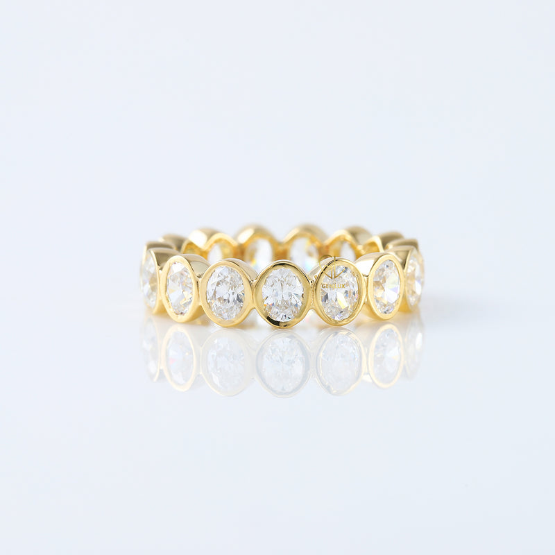 Oval Cut Lab Grown Diamond Bezel Set Eternity Wedding Band