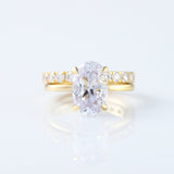 Oval Cut Lab Grown Diamond Solitaire Ring With Matching Eternity Ring Set