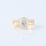 Oval Cut Moissanite Solitaire Ring With Matching Eternity Ring Set 