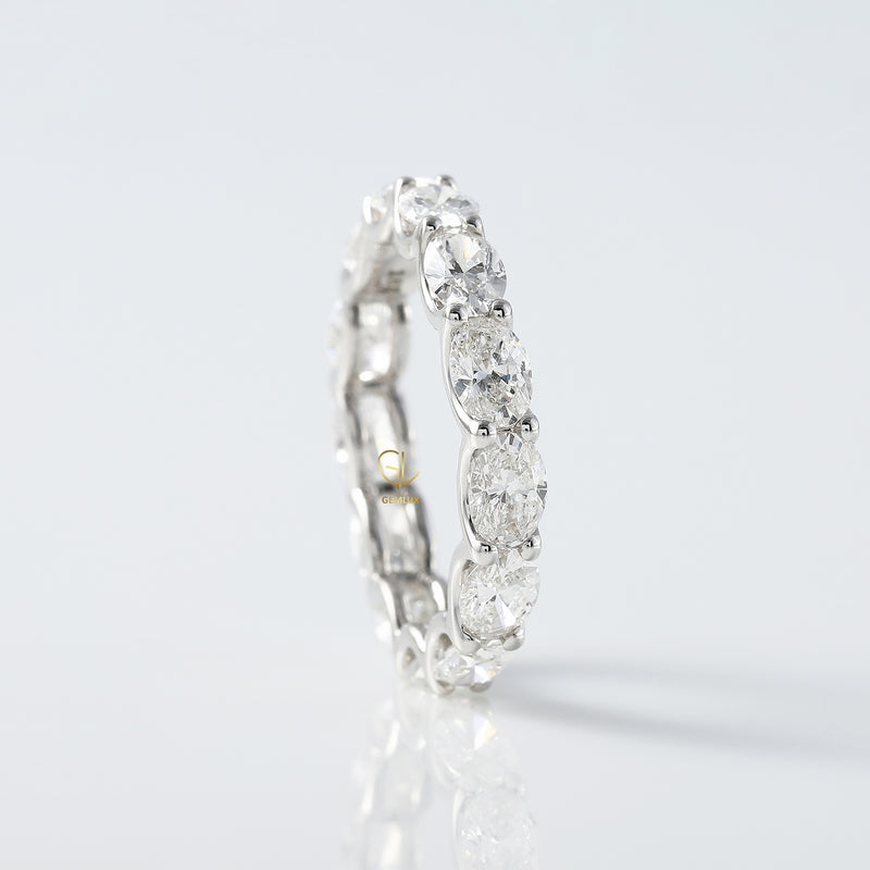 East to West Oval Cut Lab Grown Eternity Wedding Band