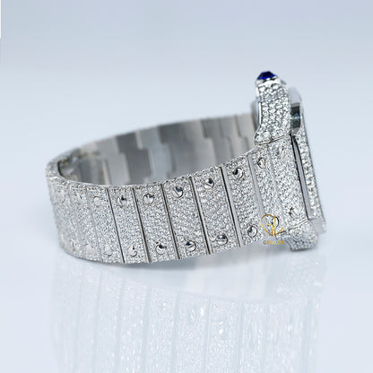 Pass Diamond Tester Green Roman Dial Iced Out Moissanite Hip Hop Watch