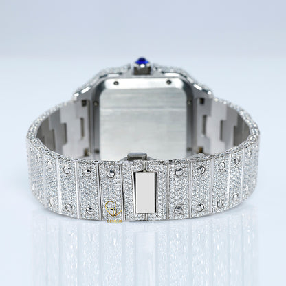 Pass Diamond Tester Green Roman Dial Iced Out Moissanite Hip Hop Watch