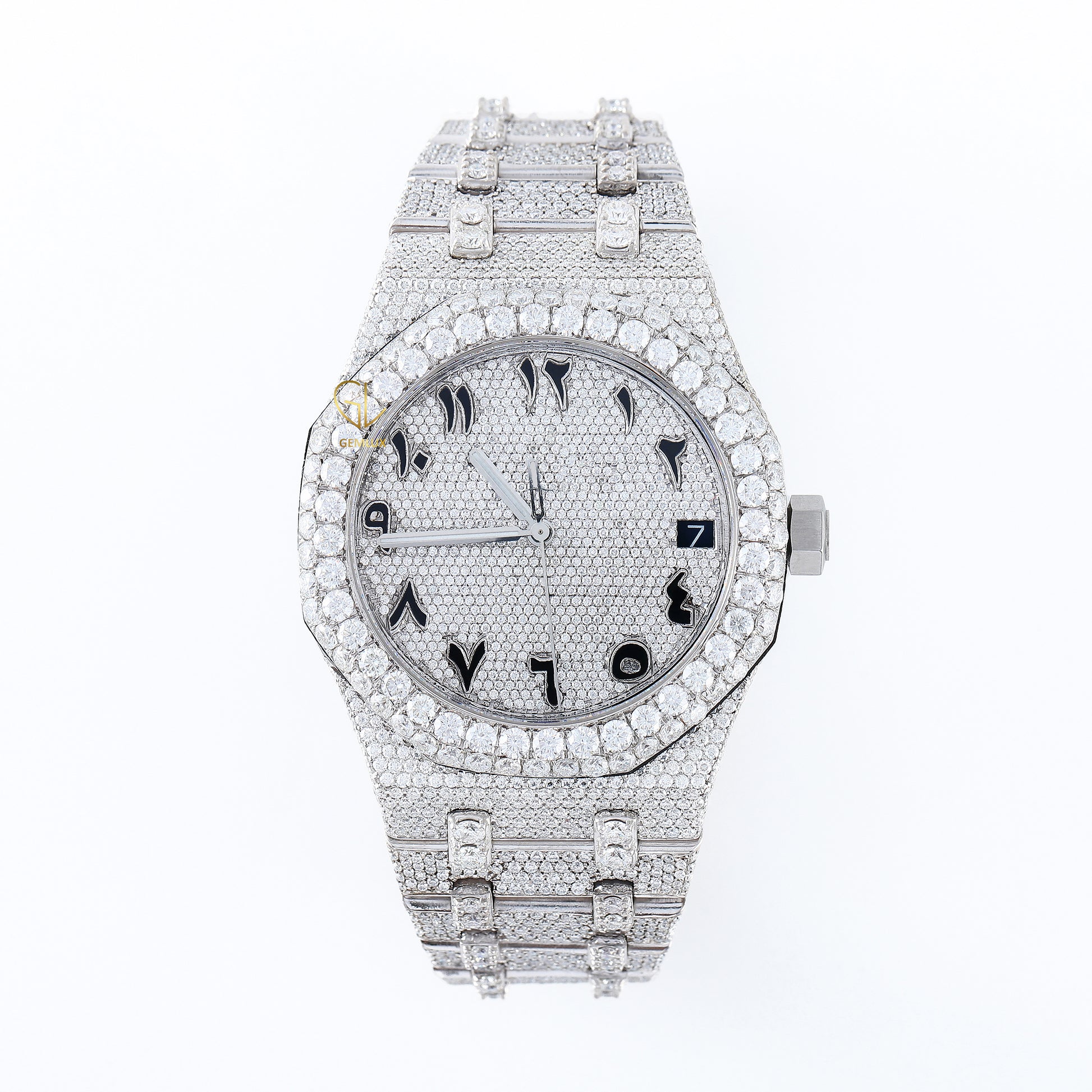 Pass Diamond Tester Arabic Dial Iced Out Moissanite Watch