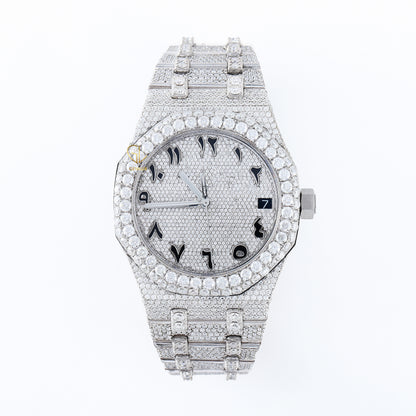 Pass Diamond Tester Arabic Dial Iced Out Moissanite Watch