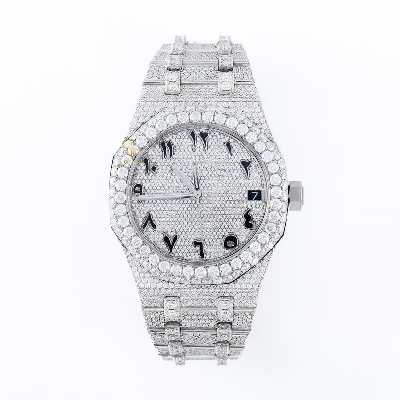 Pass Diamond Tester Arabic Dial Iced Out Moissanite Watch