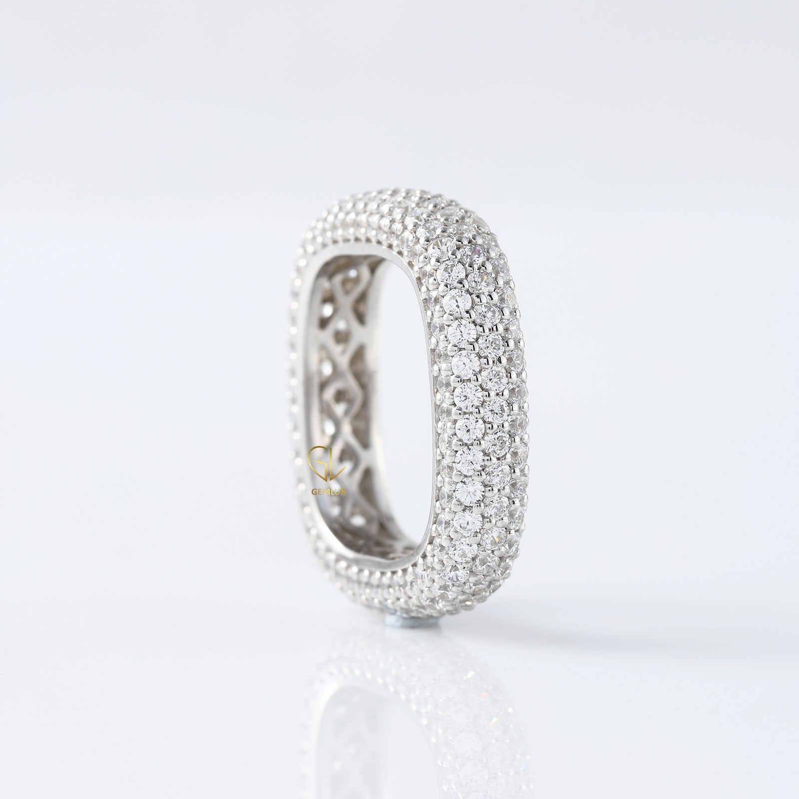 Pave Set Lab Grown Daimond Square Design Eternity Band