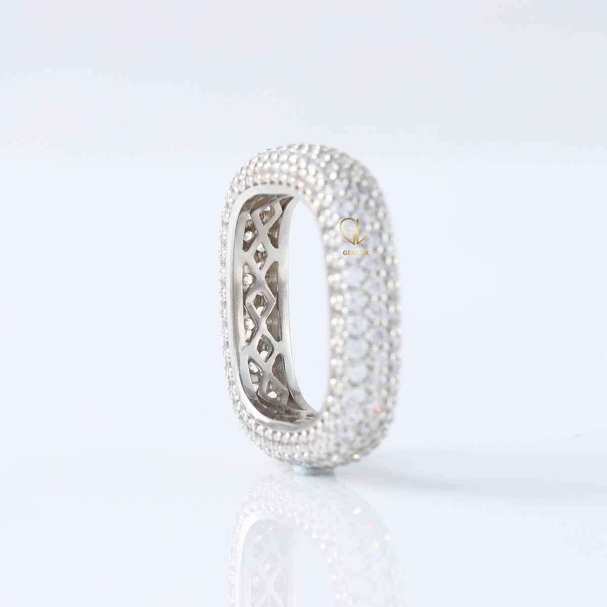Pave Set Lab Grown Daimond Square Design Eternity Band