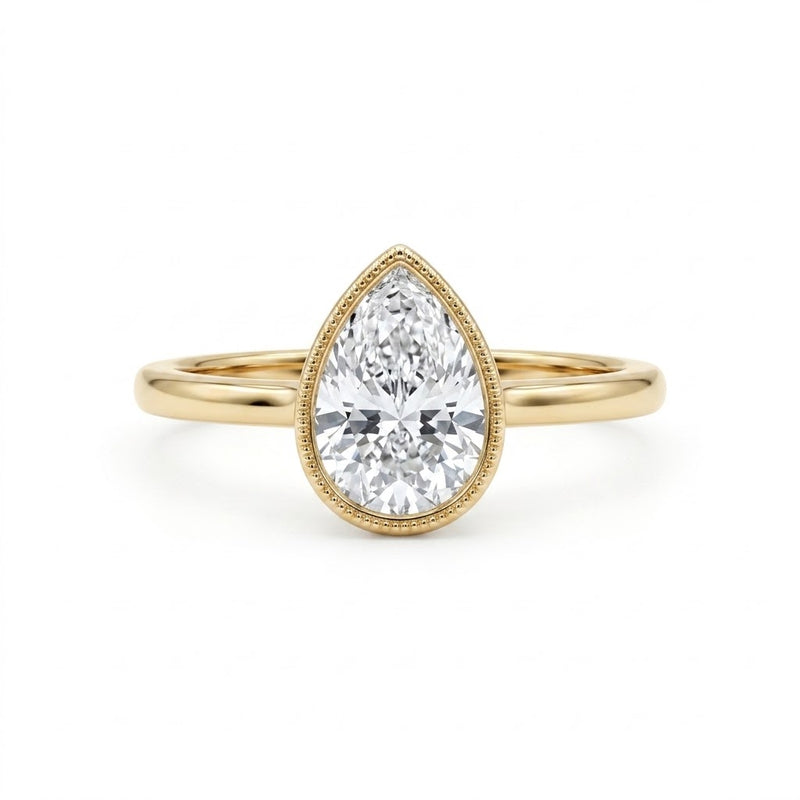 Pear-Cut Lab-Grown Diamond Bezel Solitaire Engagement Ring