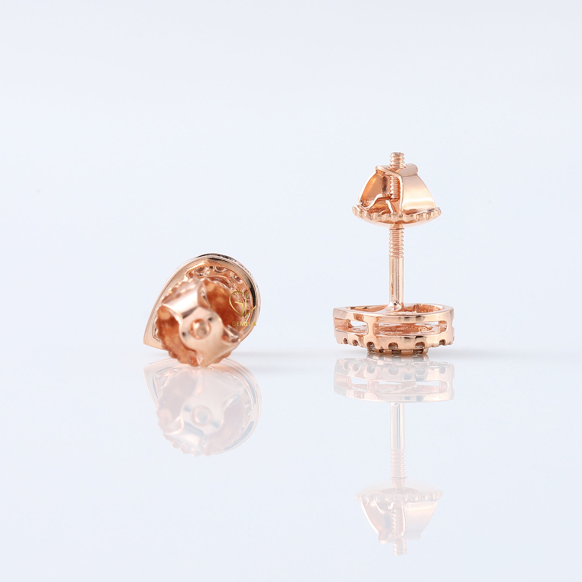 Pear Shape Lab Grown Diamond Rose Gold Stud Earrings