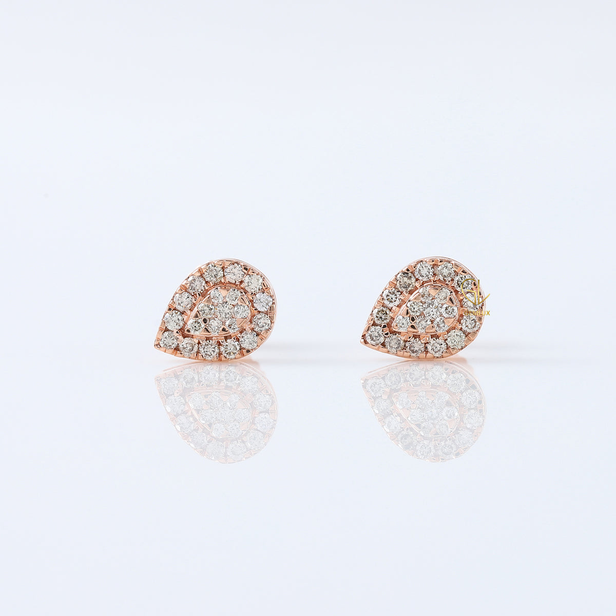 Pear Shape Lab Grown Diamond Rose Gold Stud Earrings