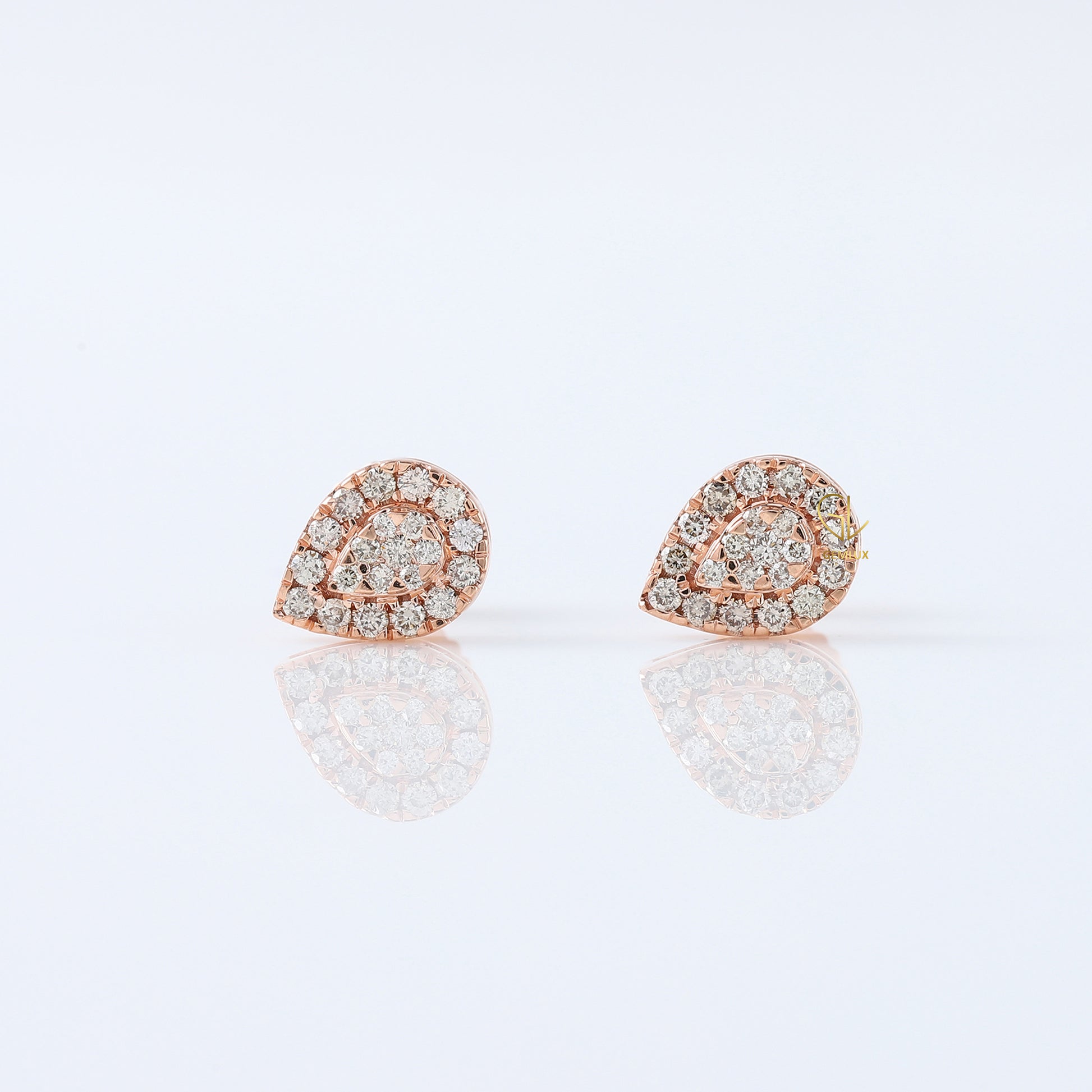 Pear Shape Lab Grown Diamond Rose Gold Stud Earrings