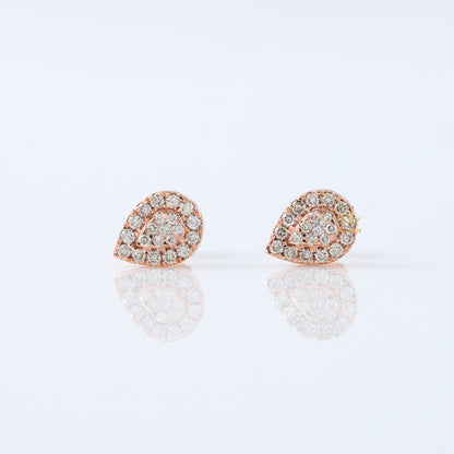 Pear Shape Lab Grown Diamond Rose Gold Stud Earrings