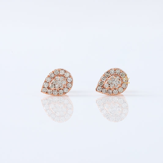 Pear Shape Lab Grown Diamond Rose Gold Stud Earrings