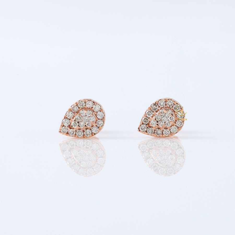 Pear Shape Lab Grown Diamond Rose Gold Stud Earrings