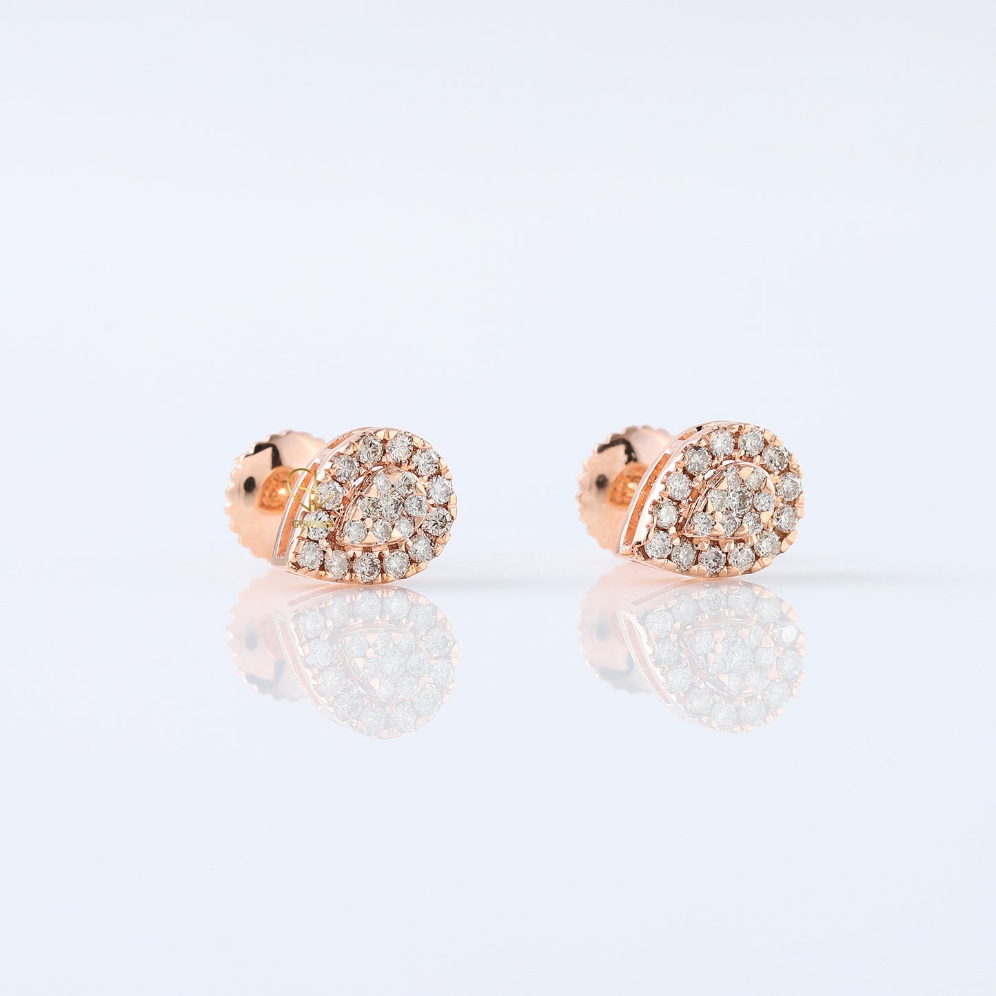 Pear Shape Lab Grown Diamond Rose Gold Stud Earrings