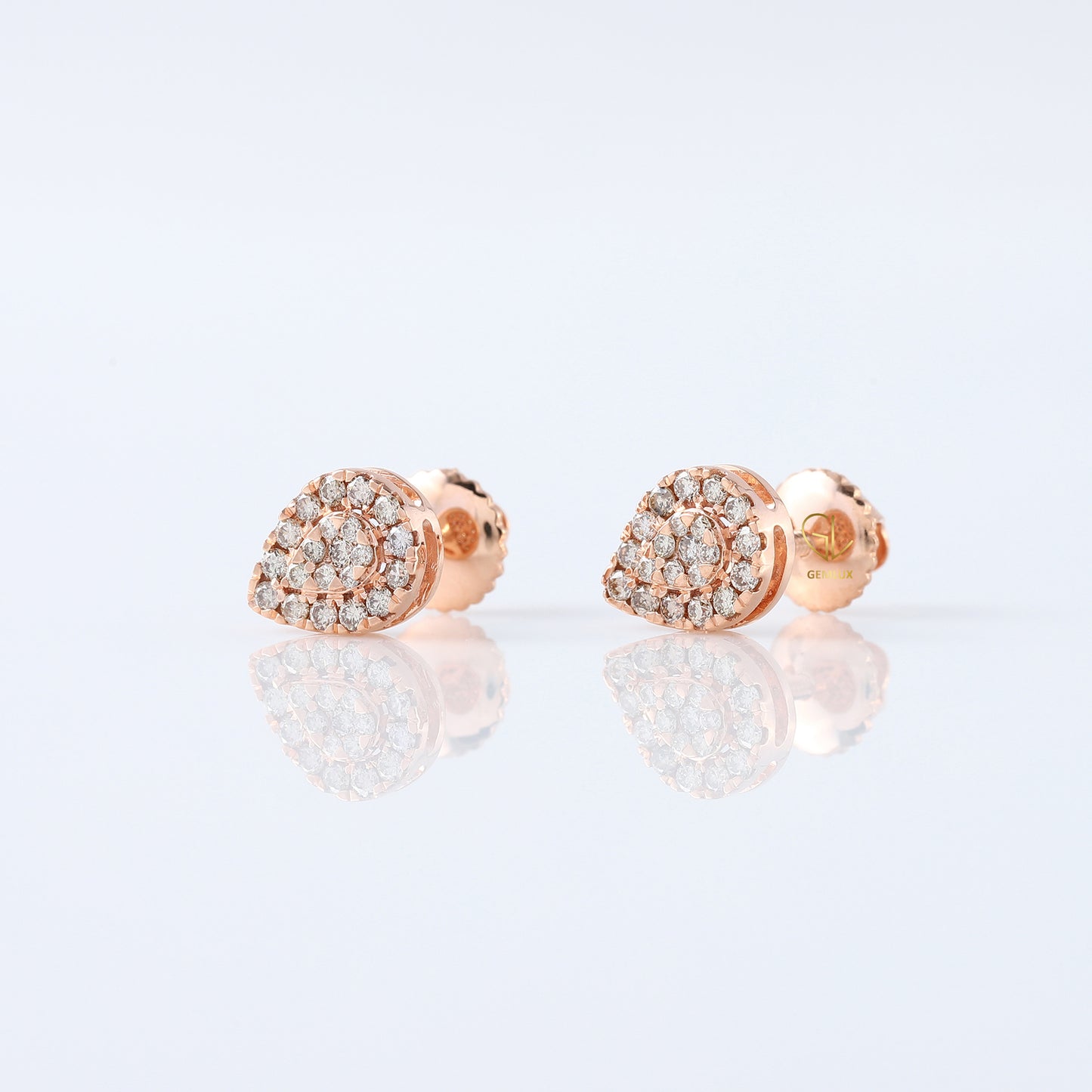 Pear Shape Lab Grown Diamond Rose Gold Stud Earrings