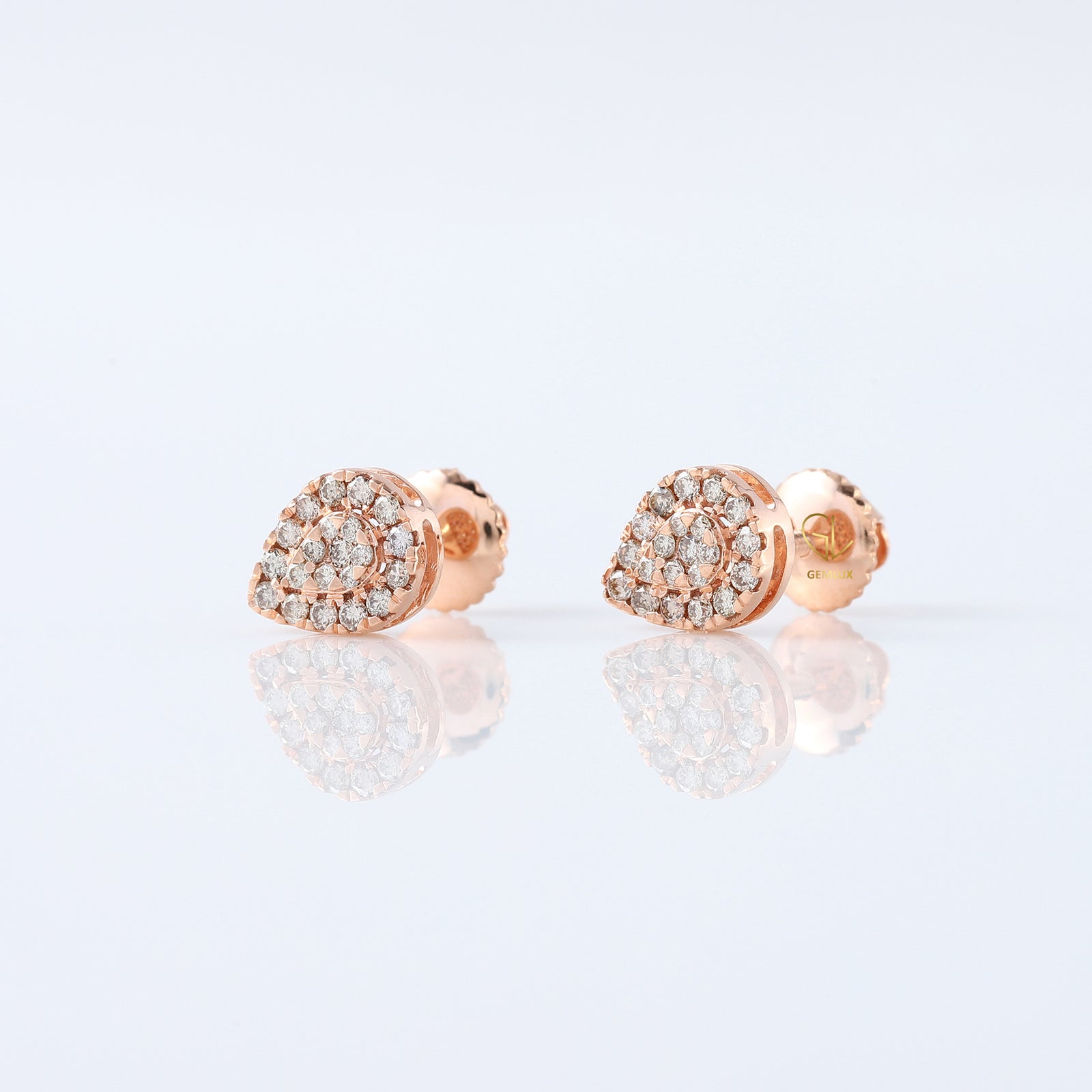 Pear Shape Lab Grown Diamond Rose Gold Stud Earrings