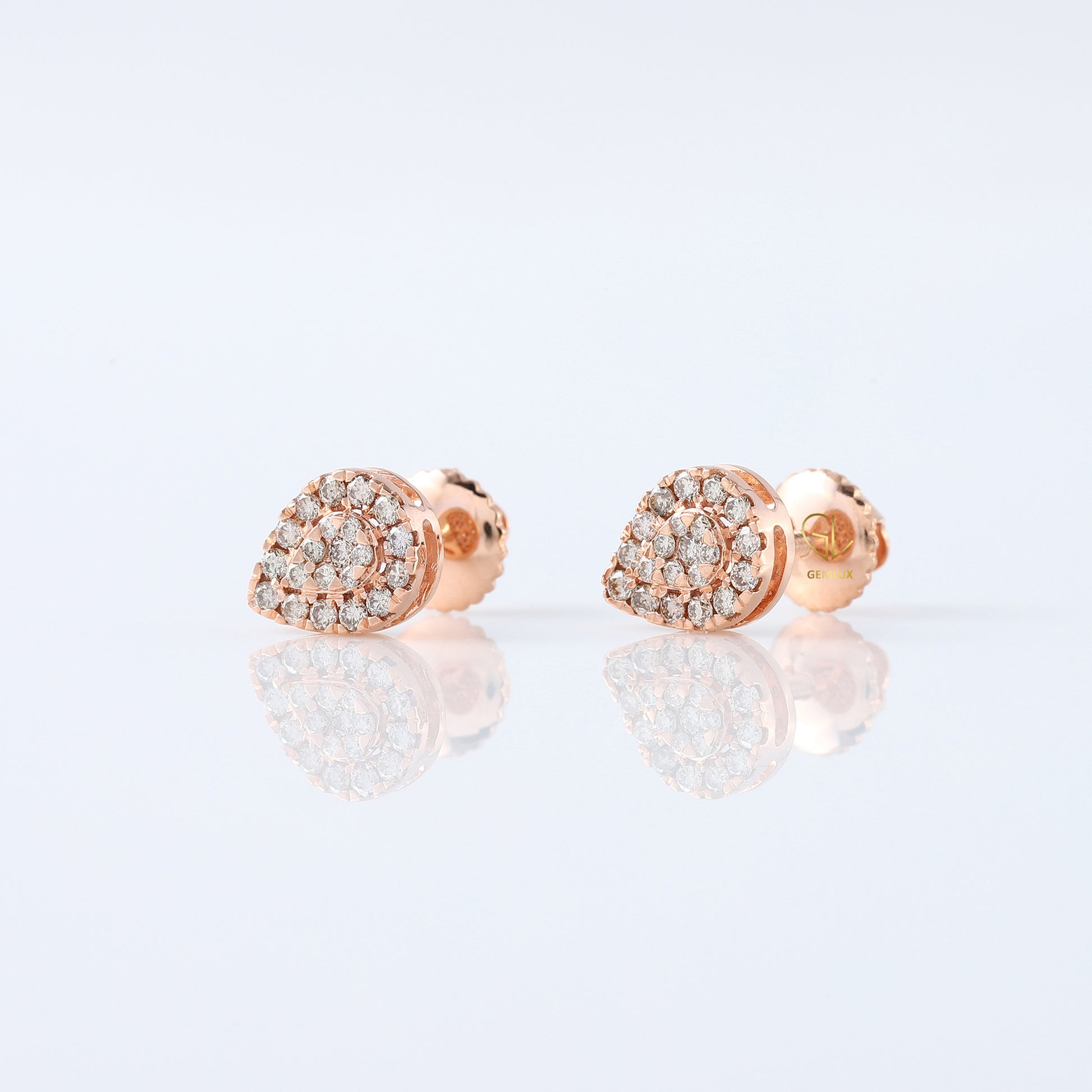 Pear Shape Lab Grown Diamond Rose Gold Stud Earrings