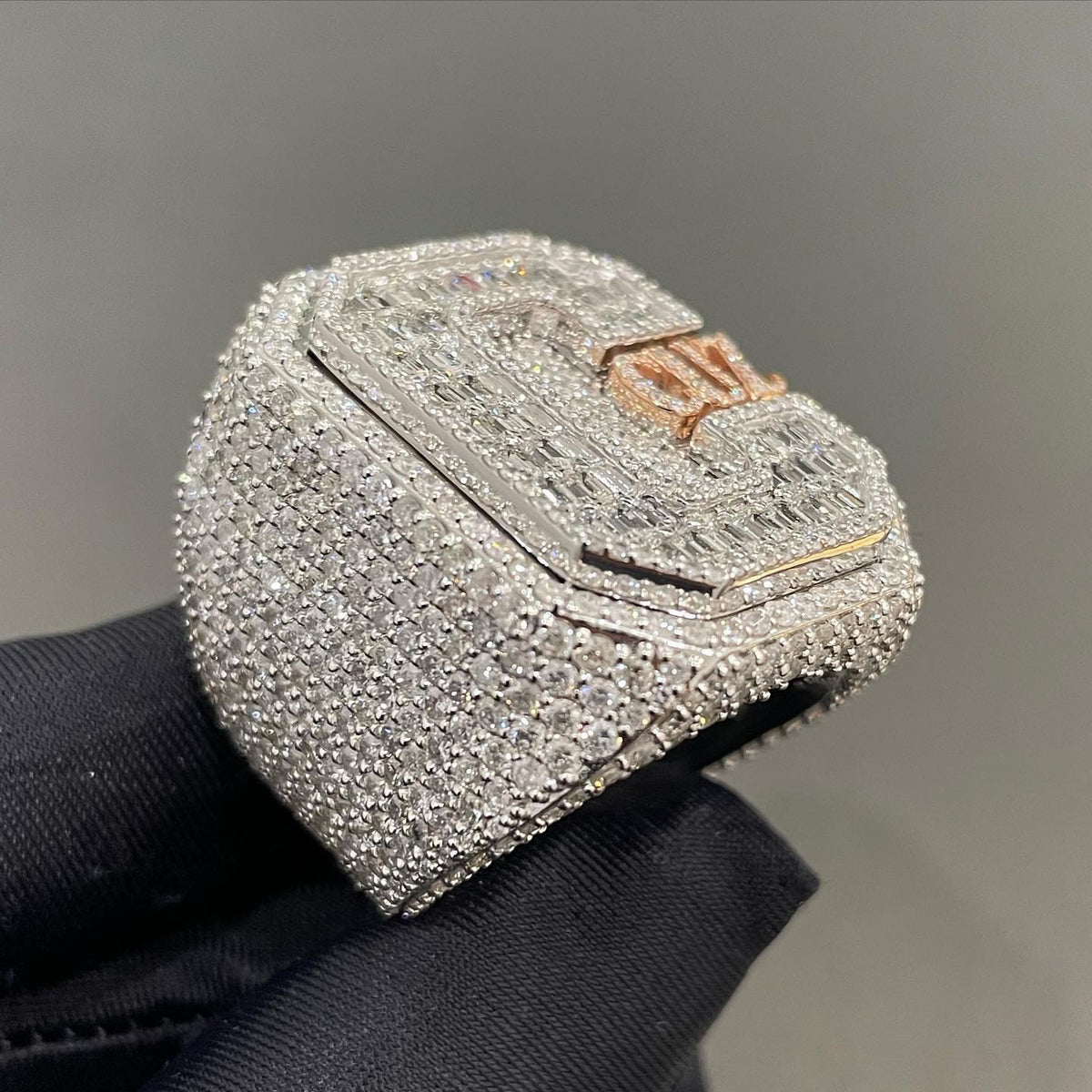 Personalised Logo Letter Iced Out Champion Ring