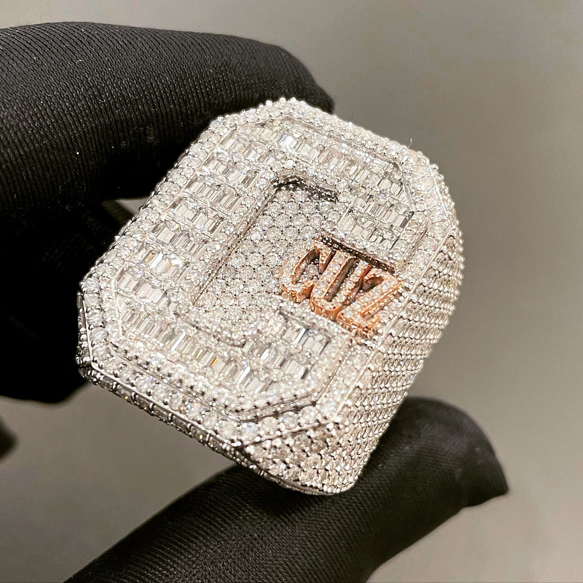 Personalised Logo Letter Iced Out Champion Ring