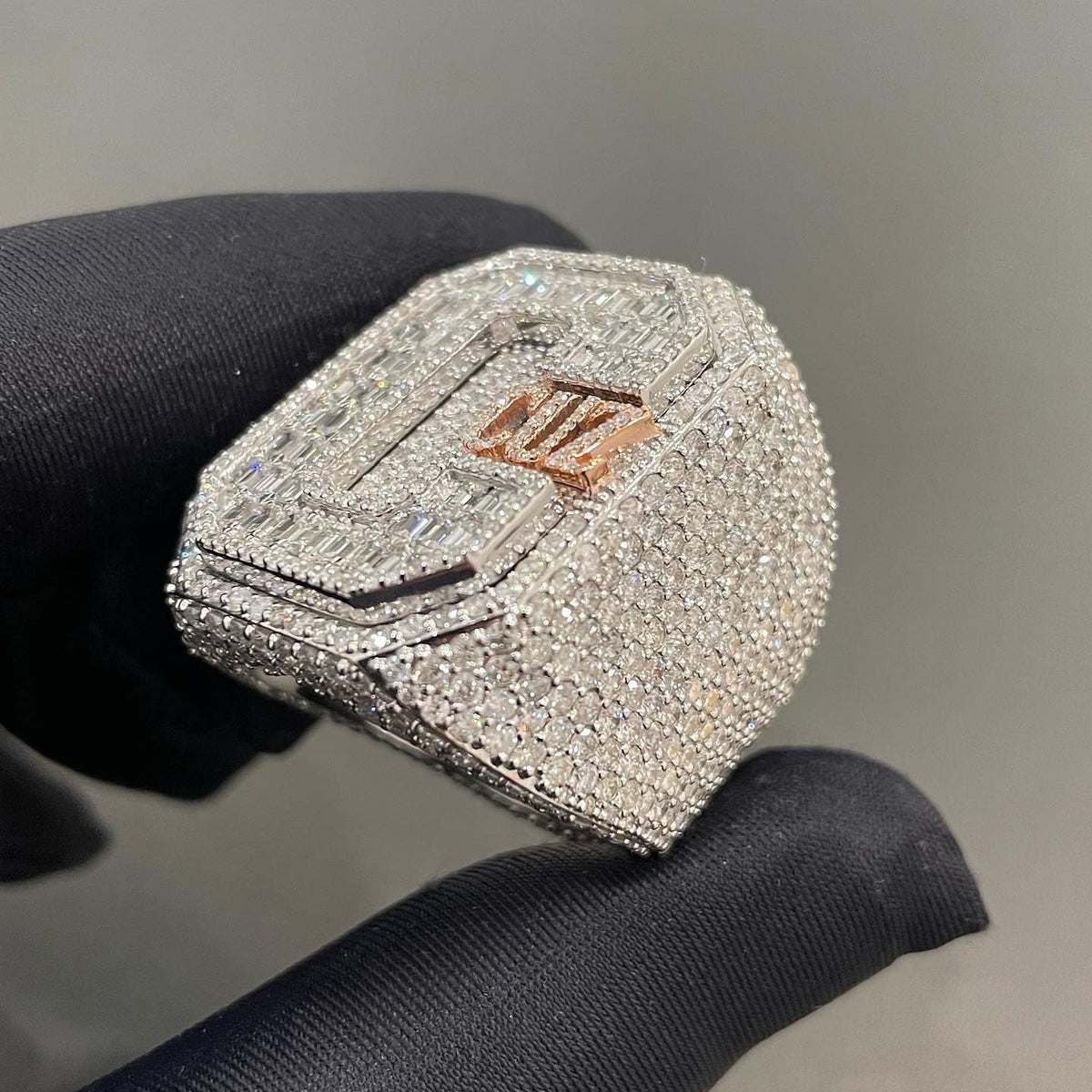 Personalised Logo Letter Iced Out Champion Ring