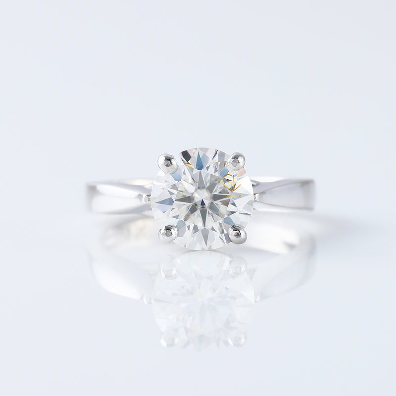 Pinch Style 2 CT Round Cut Lab Grown Solitaire Ring