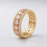Three-Row Pink Diamond Wedding Band | Gemlux Jewels 