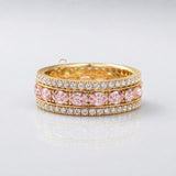 Three-Row Pink Diamond Wedding Band | Gemlux Jewels 