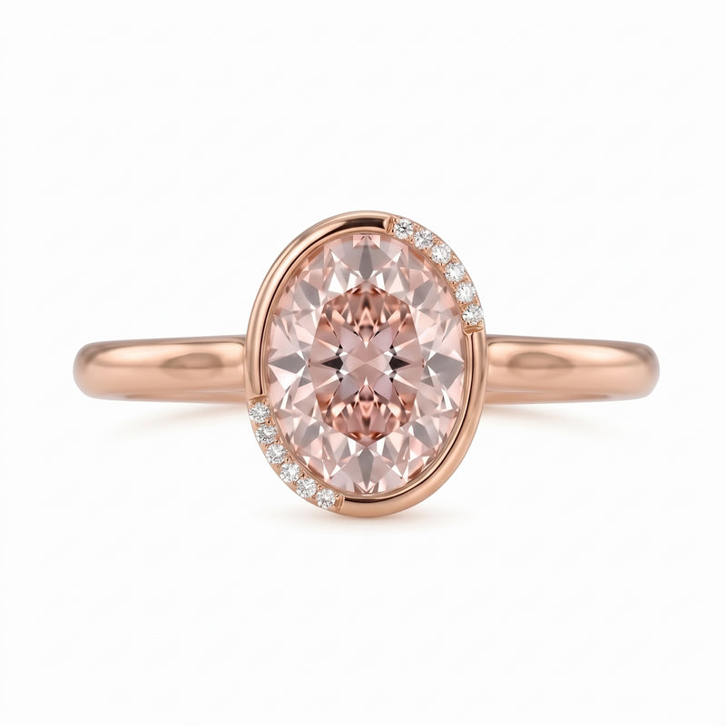 Pink Oval Solitaire Lab Grown Diamond Ring
