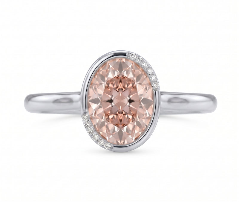 Pink Oval Solitaire Lab Grown Diamond Ring