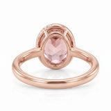 Fancy pink oval lab-grown diamond partial-bezel engagement ring with pavé accents