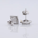 Princess Cut Halo Stud Earrings - White Gold