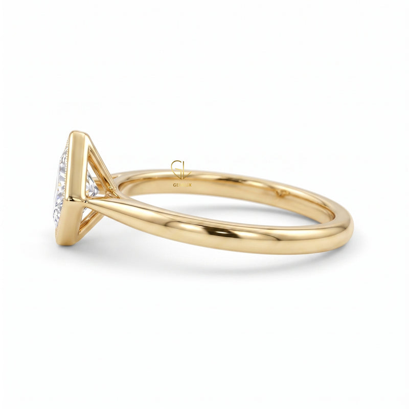 Princess Cut Lab-Grown Diamond Bezel Ring in Yellow Gold