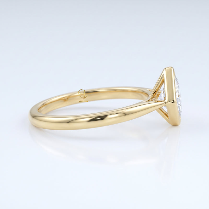Princess Cut Lab-Grown Diamond Bezel Ring in Yellow Gold