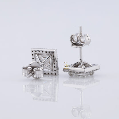 Princess Cut Lab Grown Diamond Halo Stud Earrings