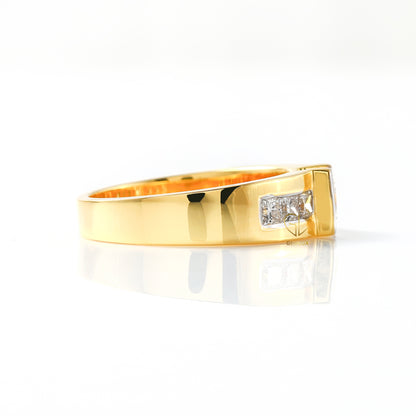 Princess Cut Moissanite Diamond Yellow Gold Ring