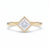 Princess Cut Lab-Grown Diamond Bezel Ring in Yellow Gold